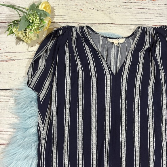 Porridge Anthropologie Navy Striped Midi Tunic Dress - Picture 4 of 9